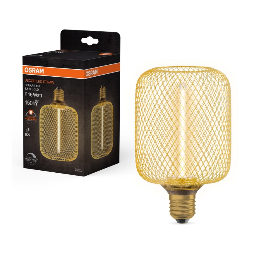 LED-pære dæmpbar DECOR FILAMENT E27/3,5W/230V 1800K guldfarvet - Osram