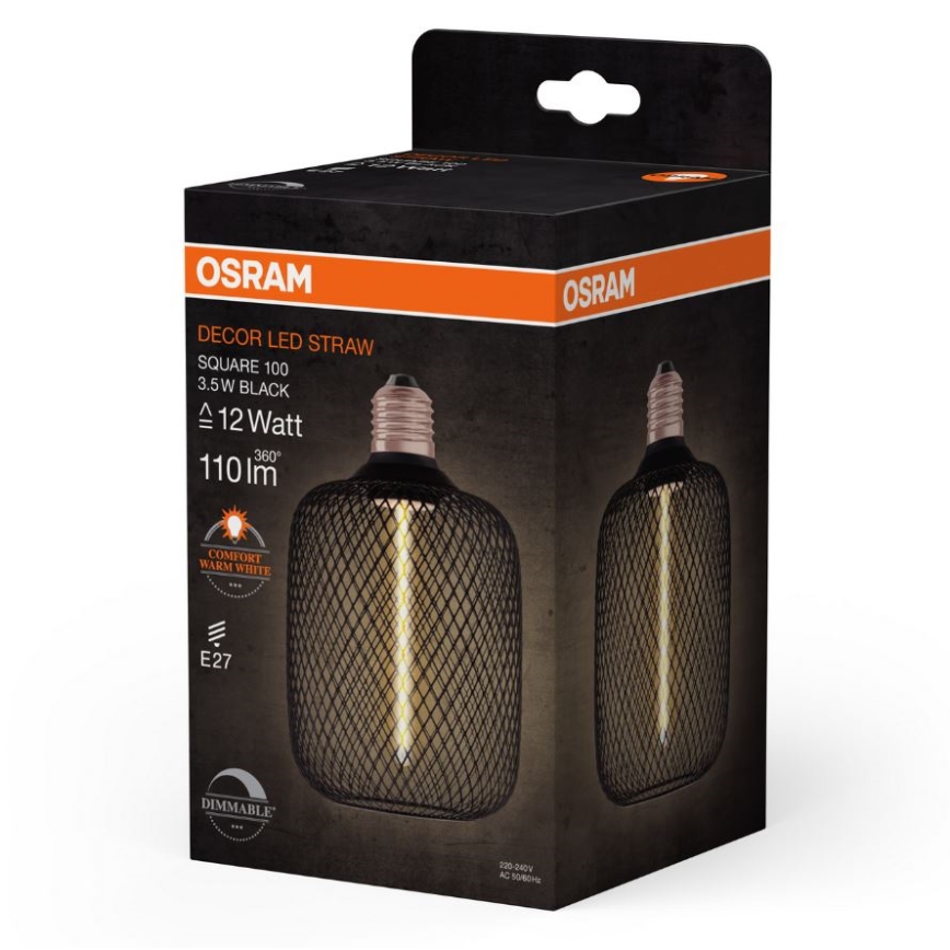 LED-pære dæmpbar DECOR FILAMENT E27/3,5W/230V 1800K sort - Osram