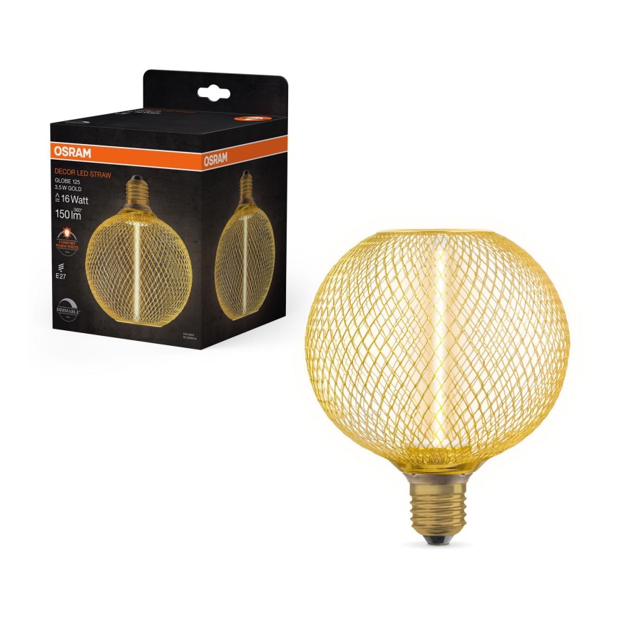 LED-pære dæmpbar DECOR  FILAMENT G125 E27/3,5W/230V 1800K guldfarvet - Osram