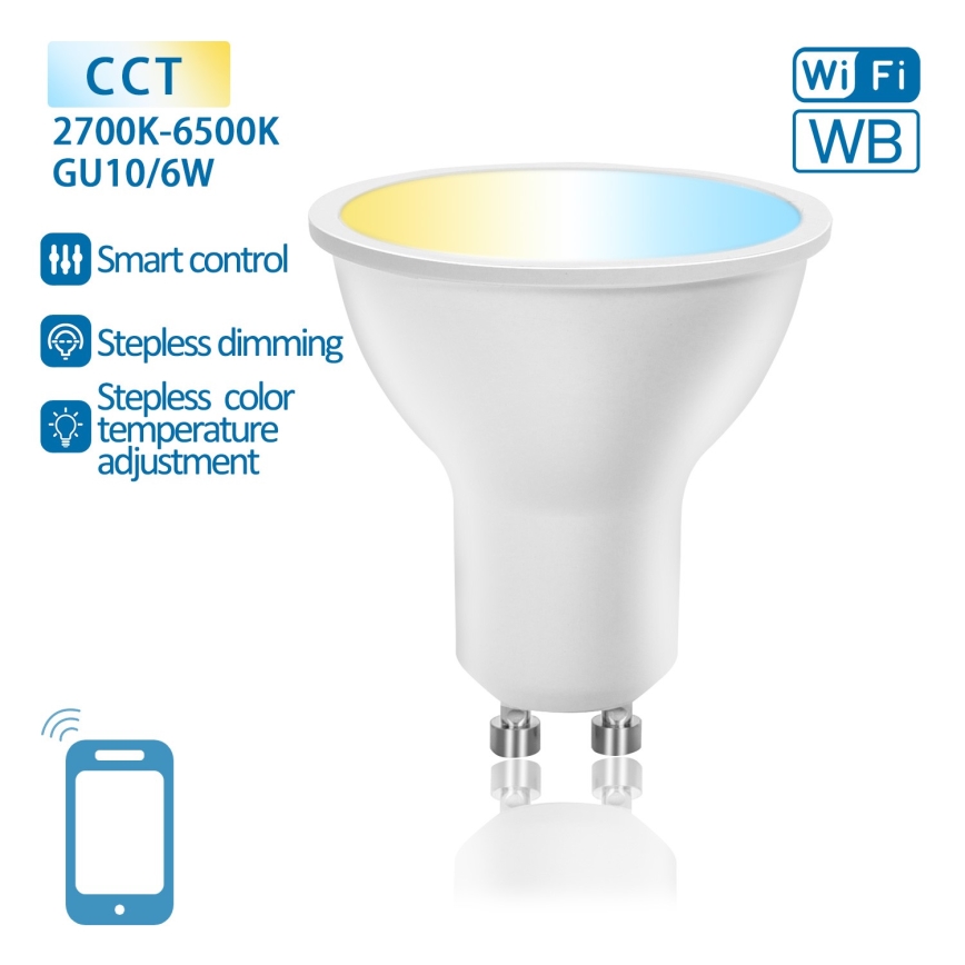 LED-pære dæmpbar GU10/6W/230V 2700-6500K Wi-Fi - Aigostar