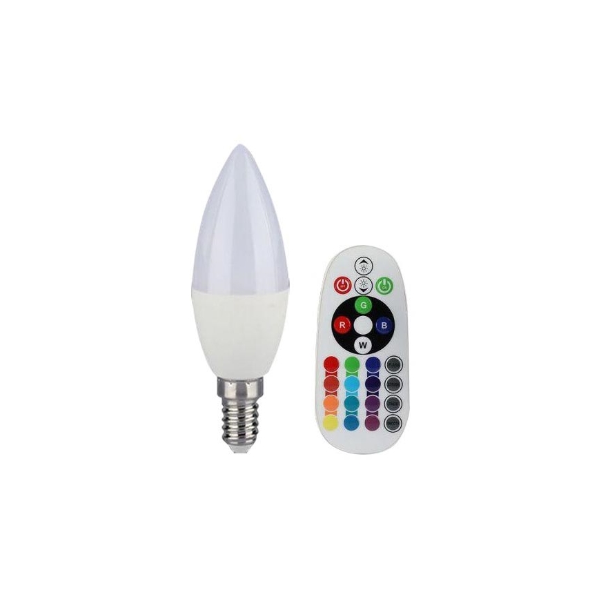 LED-pære dæmpbar RGB-farver E14/3,5W/230V 6400K + fjernbetjening