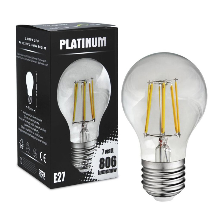 LED-pære FILAMENT A60 E27/7W/230V 3000K