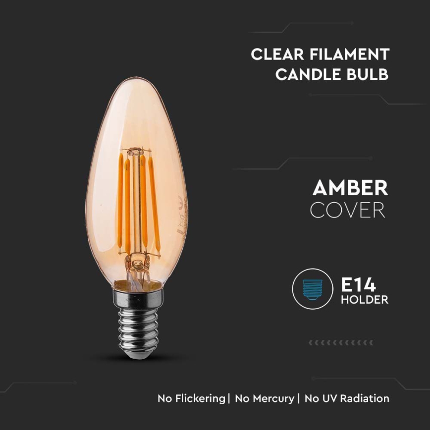 LED-pære FILAMENT AMBER E14/4W/230V 2200K