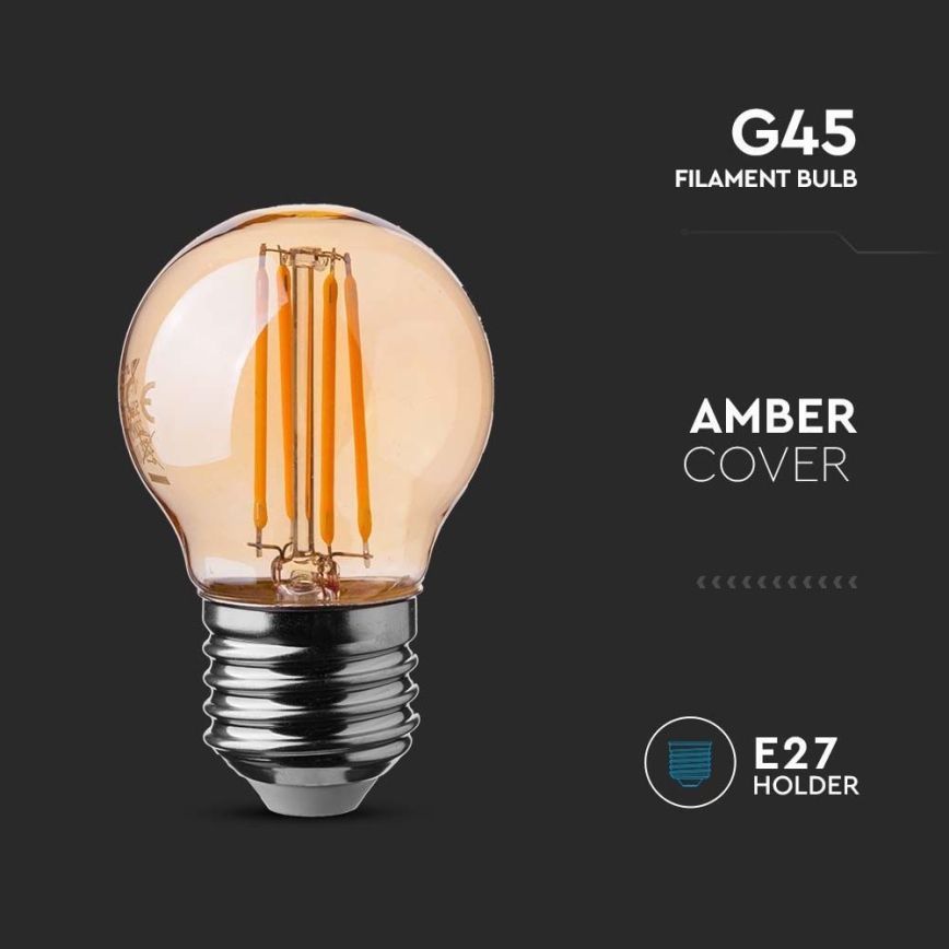 LED-pære FILAMENT AMBER G45 E27/4W/230V 2200K