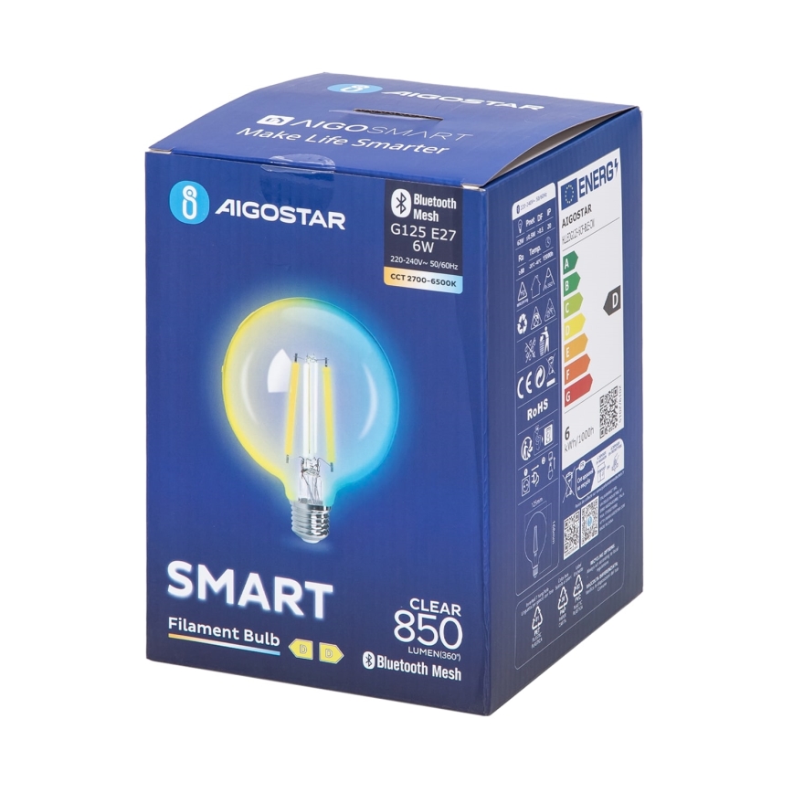 LED-pære FILAMENT G125 E27/6W/230V 2700-6500K - Aigostar