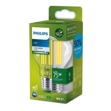 LED-pære FILAMENT Philips A70 E27/5,2W/230V 4000K