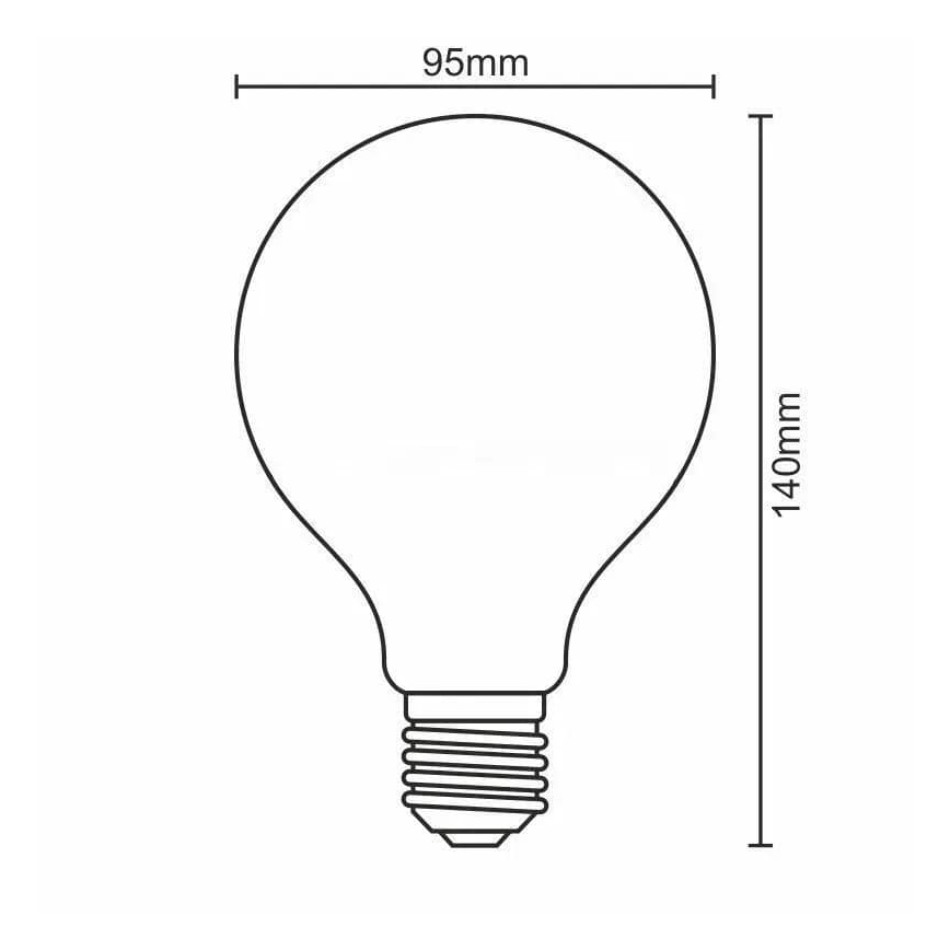 LED-pære FILAMENT SHAPE G95 E27/4W/230V 1800K røgfarvet