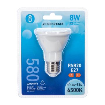 LED-pære PAR20 E27/8W/230V 6500K - Aigostar