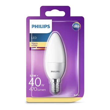 LED-pære Philips E14/5,5W/230V 2700K
