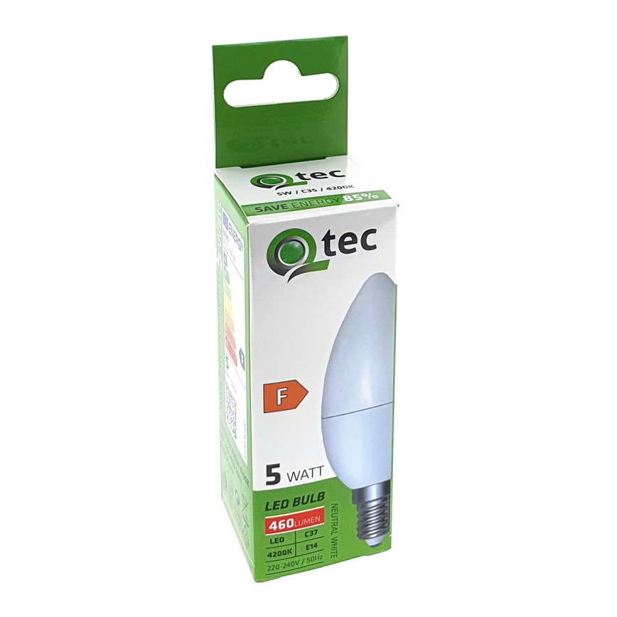 LED-pære Qtec C35 E14/5W/230V 4200K