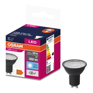 LED-pære VALUE PAR16 GU10/4,5W/230V 6500K 36° sort - Ledvance