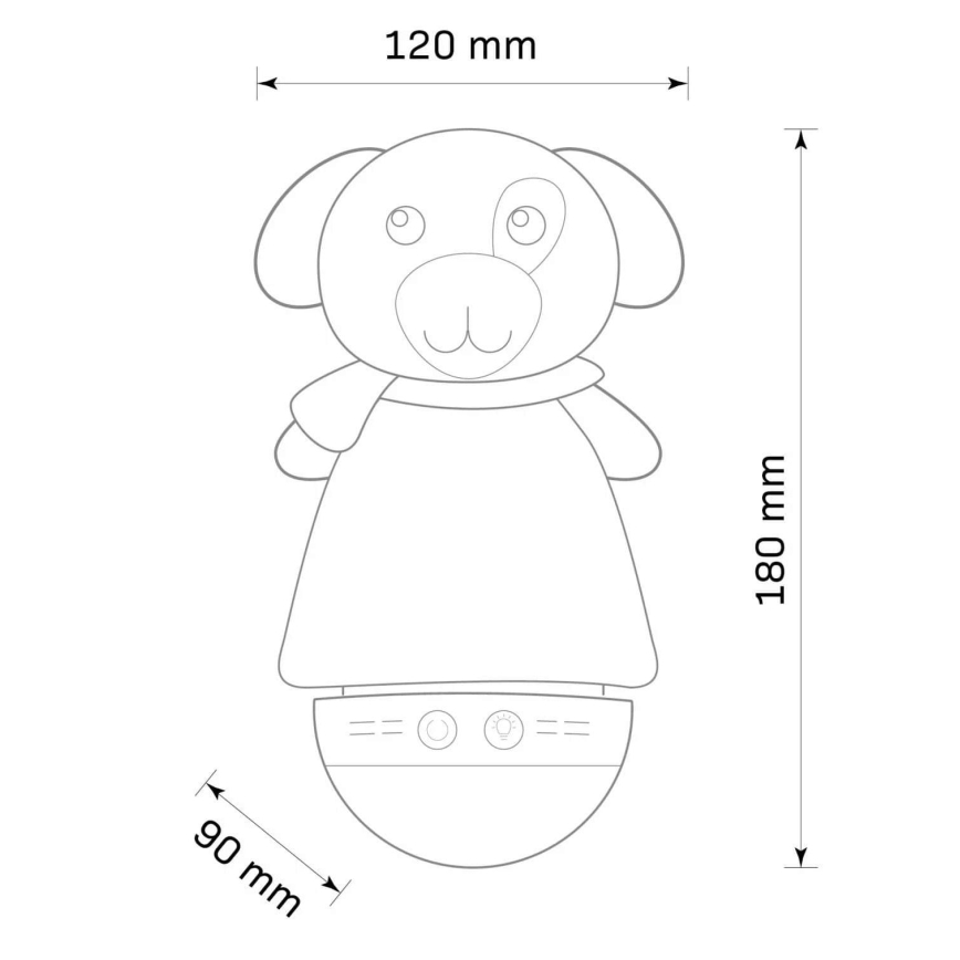 LED RGB Natlampe til børn med melody 3xAAA/5V hund