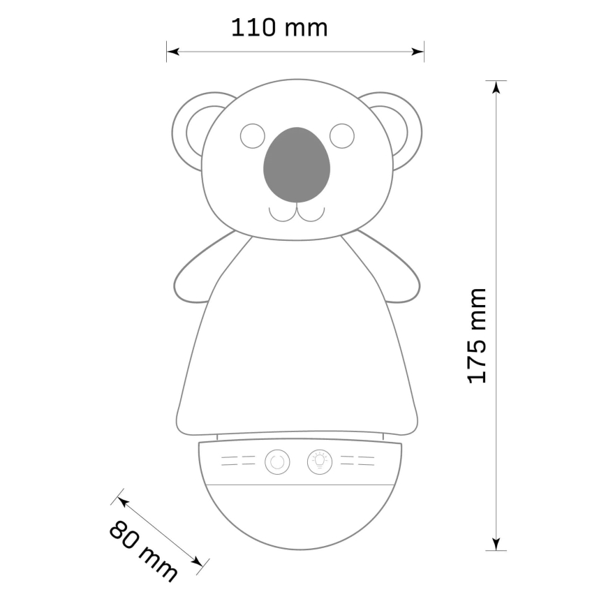 LED RGB Natlampe til børn med melody 3xAAA/5V koala