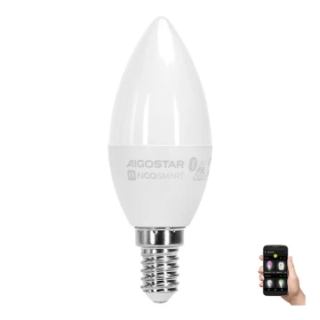 LED RGBW Lyspære C37 E14/4,9W/230V 2700-6500K - Aigostar