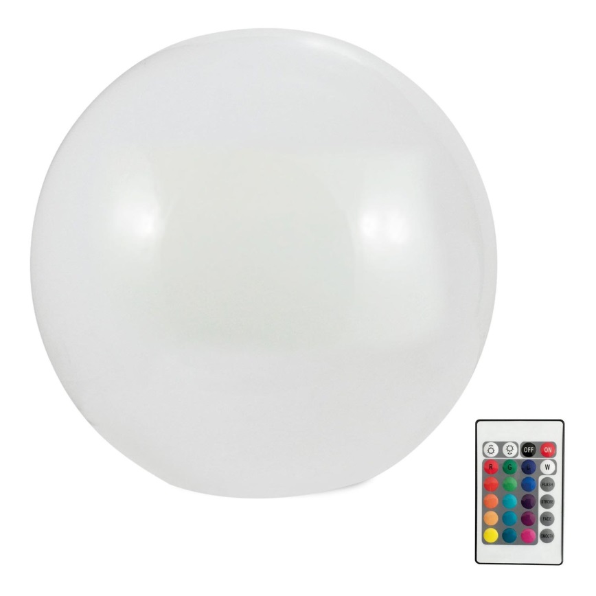 LED RGBW Solcellelampe BALL LED/3,2V diameter 20 cm IP65 + fjernbetjening