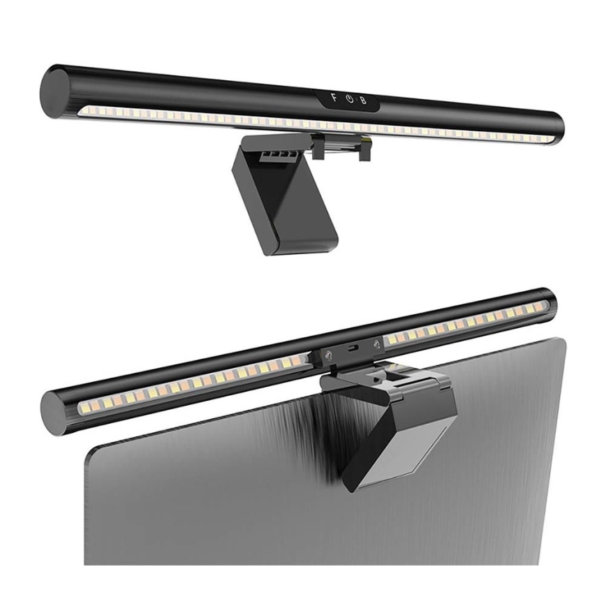 LED skærmbelysning m. touch-funktion dæmpbar LED/5W/5V 3000-6000K 42 cm sort