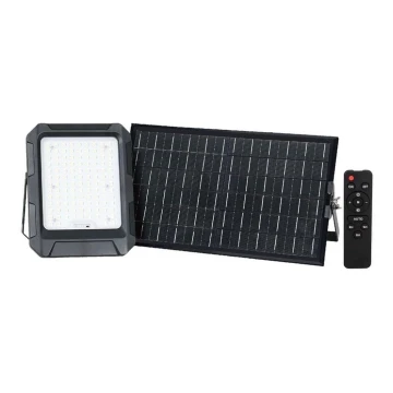 LED Solar projektør LED/15W/3,7V IP65 4000K sort + fjernbetjening