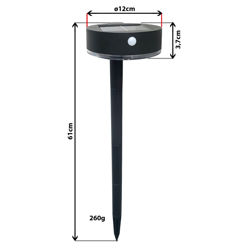 LED solcellelampe med sensor dæmpbar 02.01.2001 LED/3,7V IP44