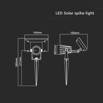 LED solcellelampe SPIKE LED/2W/5,5V IP65 6400K