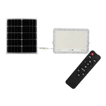 LED Soldrevet projektør LED/30W/3,2V 4000K hvid IP65 + fjernbetjening