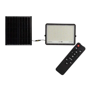 LED Soldrevet projektør LED/30W/3,2V 6400K sort IP65 + fjernbetjening