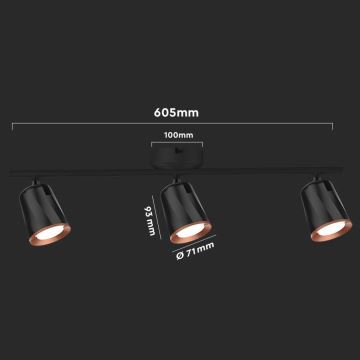 LED spotlampe 3xLED/5W/230V 3000K sort