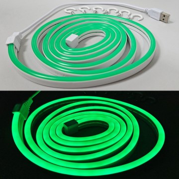 LED strip fleksibel NEON LED/5V 1,8 m grøn