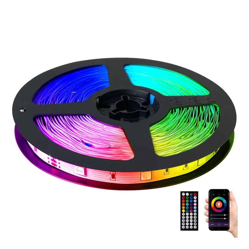 LED strip m. RGB-farver dæmpbar LED/12,5W/230V 5 m + fjernbetjening