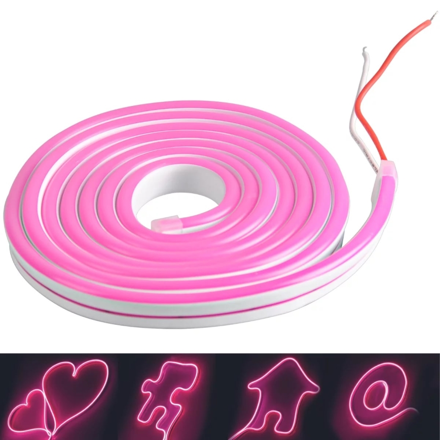 LED strip NEON 5 m LED/40W/24V lyserød IP65