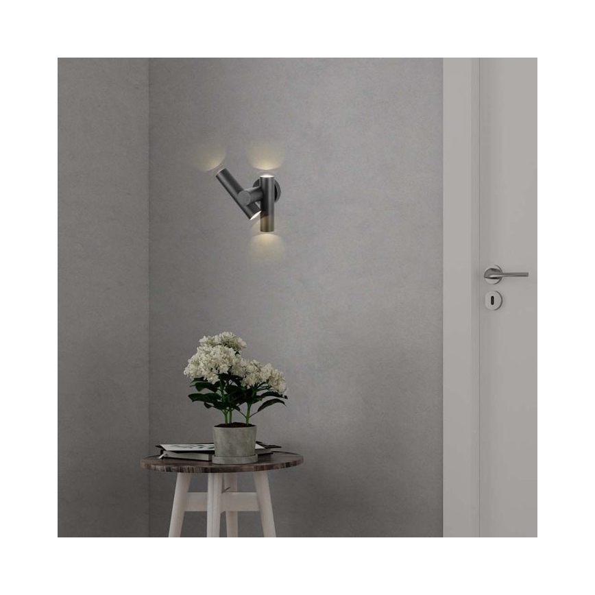 LED Udendørs wall flexible spotlampe 2xLED/3W/230V 3000K IP44 sort