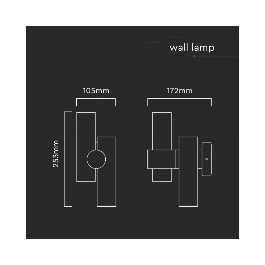 LED Udendørs wall flexible spotlampe 2xLED/3W/230V 3000K IP44 sort