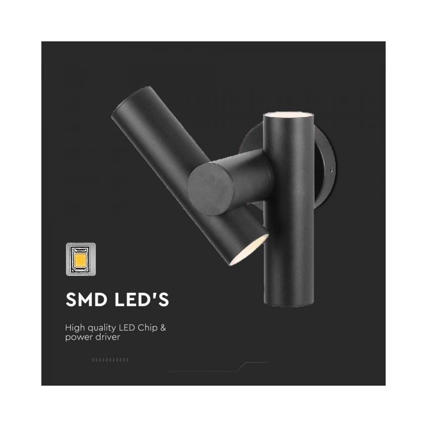 LED Udendørs wall flexible spotlampe 2xLED/3W/230V 4000K IP44 sort