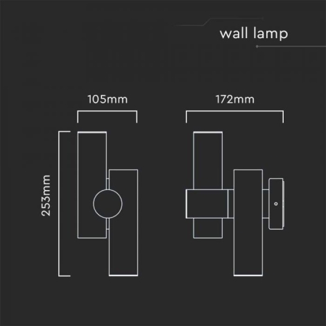 LED Udendørs wall flexible spotlampe 2xLED/3W/230V 4000K IP44 sort