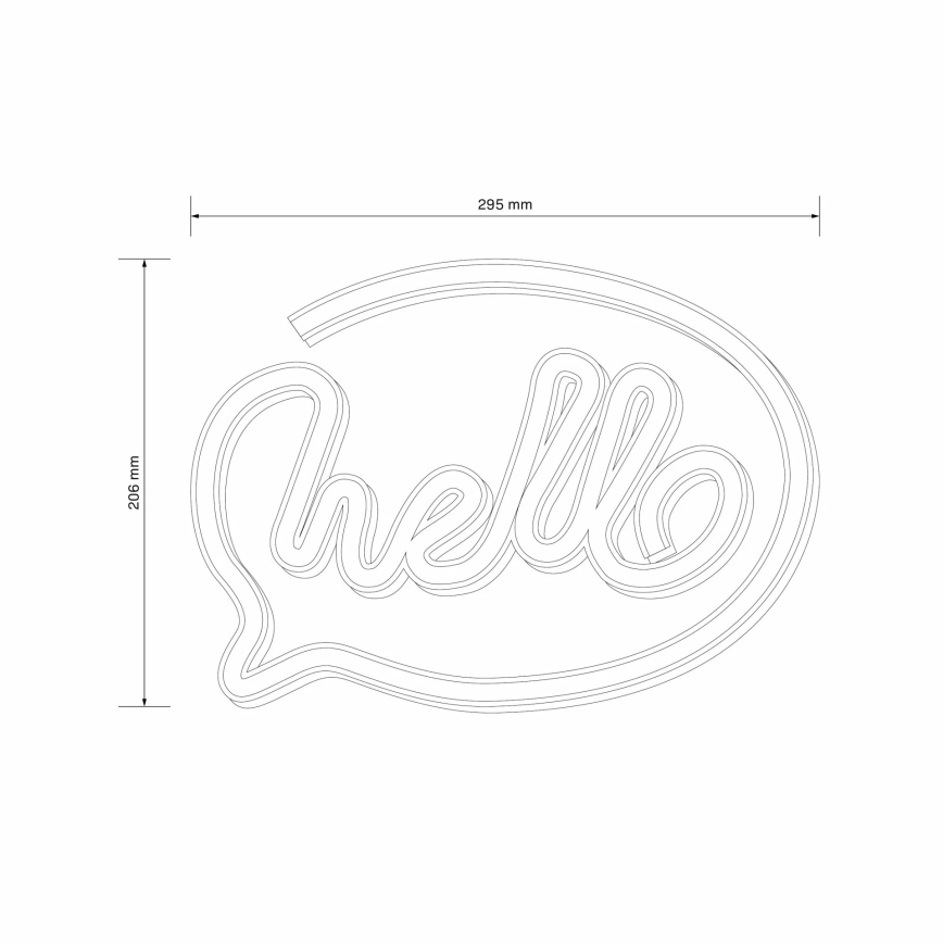 LED Vægdekoration neon HELLO LED/3W/3xAA USB lyserød