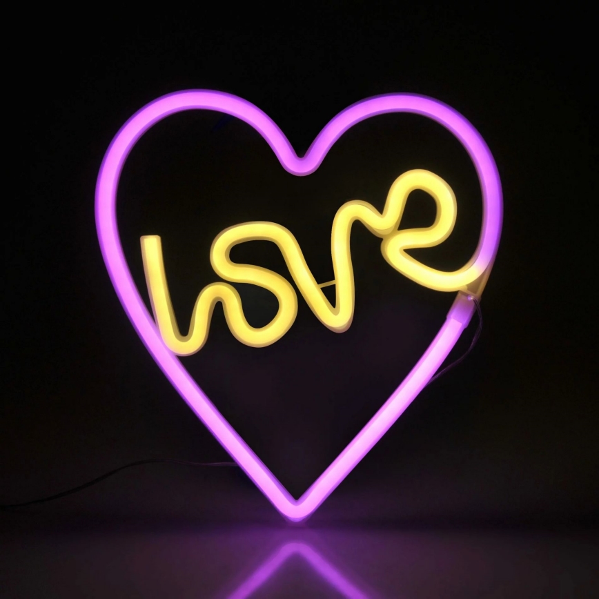 LED Vægdekoration neon LOVE LED/3W/3xAA lyserød