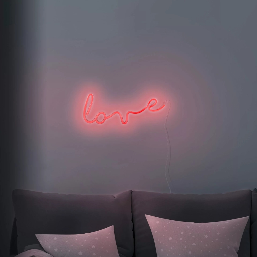 LED Vægdekoration neon LOVE LED/3W/3xAA rød