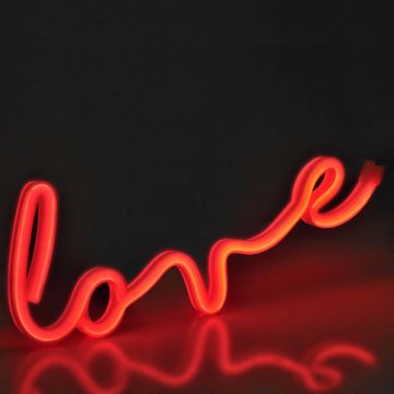 LED Vægdekoration neon LOVE LED/3W/3xAA rød