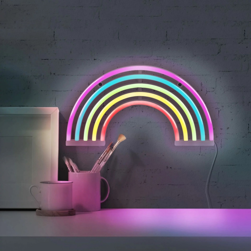 LED Vægdekoration neon RAINBOW LED/3W/3xAA flerfarvet