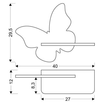 LED væglampe med hylde til børn BUTTERFLY LED/5W/230V grøn/træ