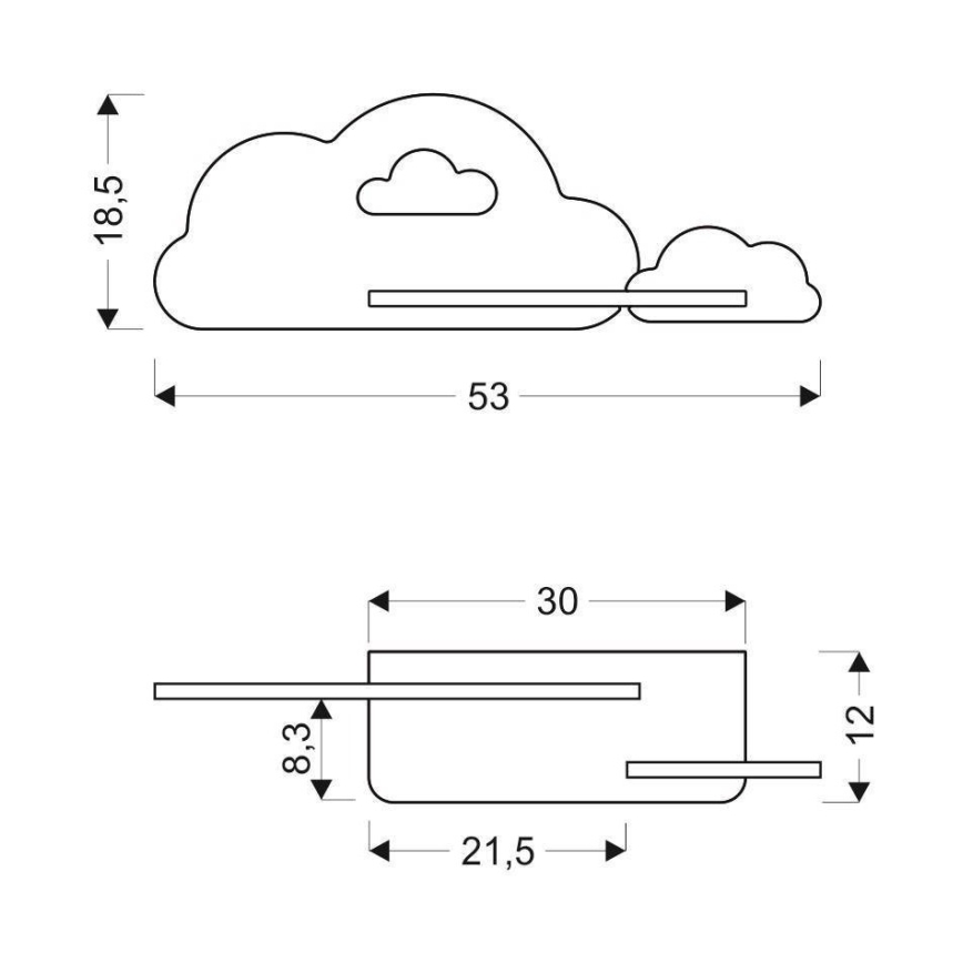 LED væglampe med hylde til børn CLOUD LED/5W/230V hvid/pink