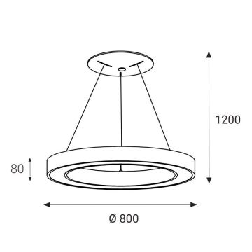 LED2 - LED pendel SATURN LED/80W/230V 4000K diameter 80 cm sort