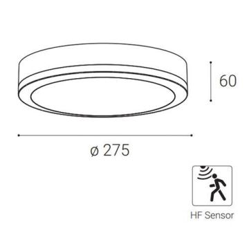 LED2 - Udendørs LED loftlampe med sensor KERY LED/18W/230V IP65 sort