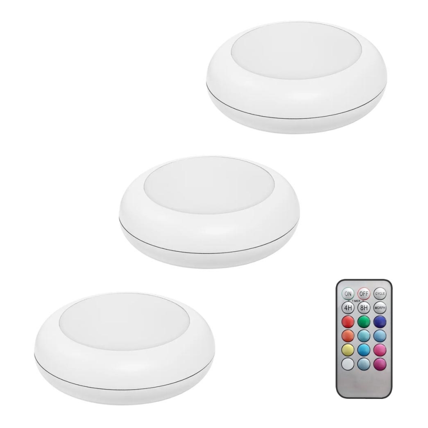 Ledvance - 3x LED orienteringslampe med touch-funktion RGB-farver DOT-IT LED/0,2W/4,5V + fjernbetjening