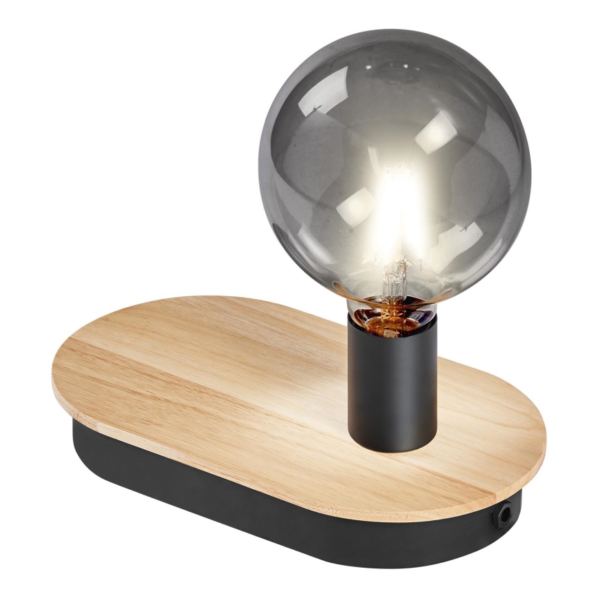 Ledvance - Bordlampe m. touch-funktion med USB connector DECOR WOOD 1xE27/8W/230V gummitræ