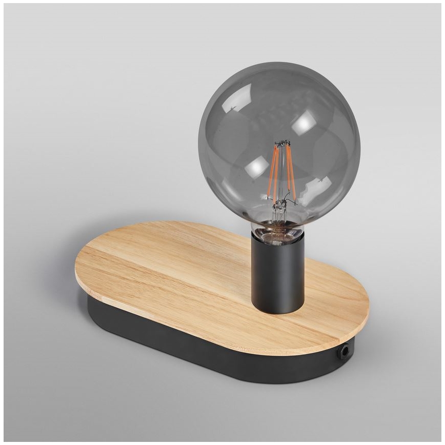 Ledvance - Bordlampe m. touch-funktion med USB connector DECOR WOOD 1xE27/8W/230V gummitræ