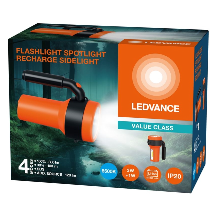 Ledvance - Genopladelig LED lommelygte med powerbank FLASHLIGHT LED/3W/5V 2400mAh