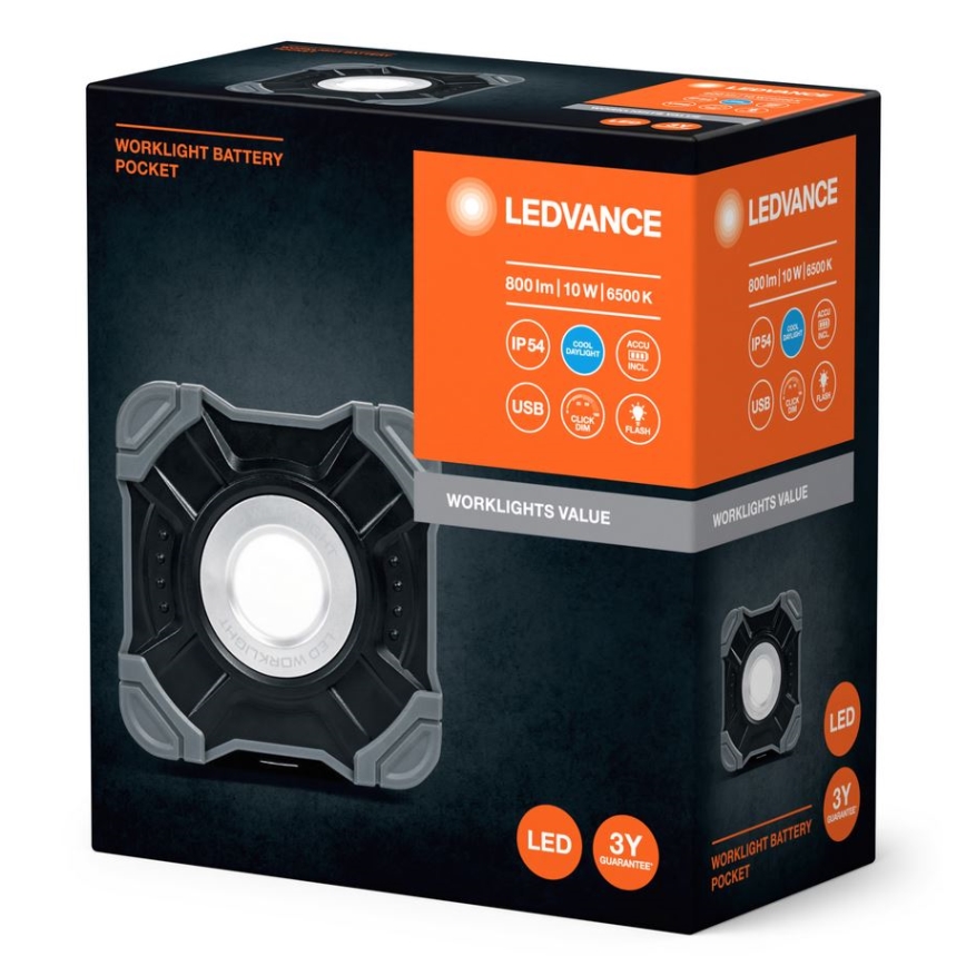 Ledvance - LED arbejdslampe dæmpbar WORKLIGHT BATTERY LED/10W/5V IP54