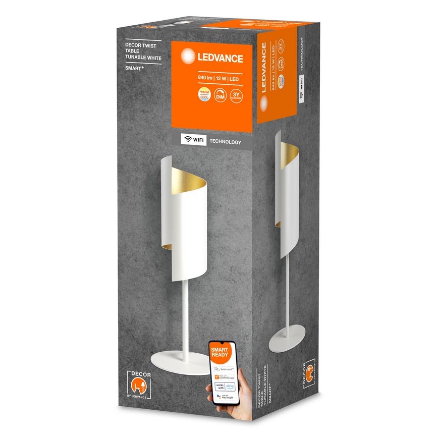 Ledvance - LED bordlampe dæmpbar SMART+ DECOR TWIST LED/12W/230V 3000-6500K Wi-Fi hvid