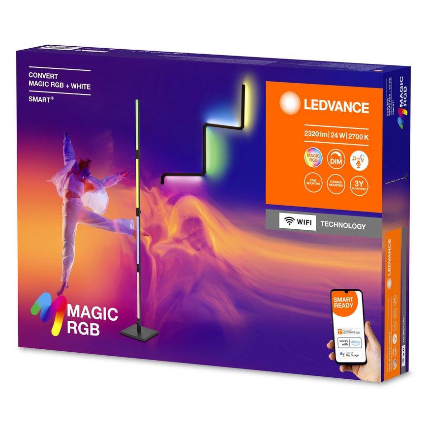 Ledvance - LED gulvlampe m. RGBW-farver dæmpbar 2-i-1 SMART+ MAGIC LED/24W/230V Wi-Fi