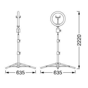 Ledvance - LED gulvlampe dæmpbar med et stativ og holder til vlogging LED/6W/USB 3000/4000/6500K